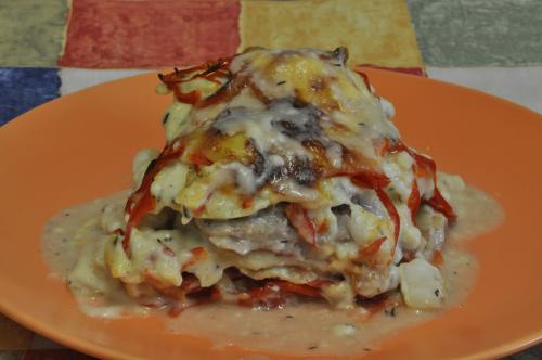 Jak uvařit lasagne s kedlubnou a vepřovou panenkou? Snadné recept, připravený za 45 - 60 minut